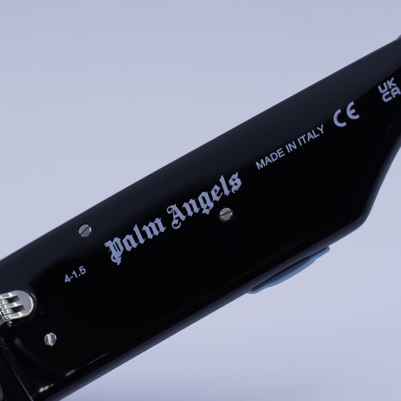 Palm Angels PERI007 ANGEL 1040 Sunglasses Black Rectangle Frame, Blue Lenses - Picture 7 of 9